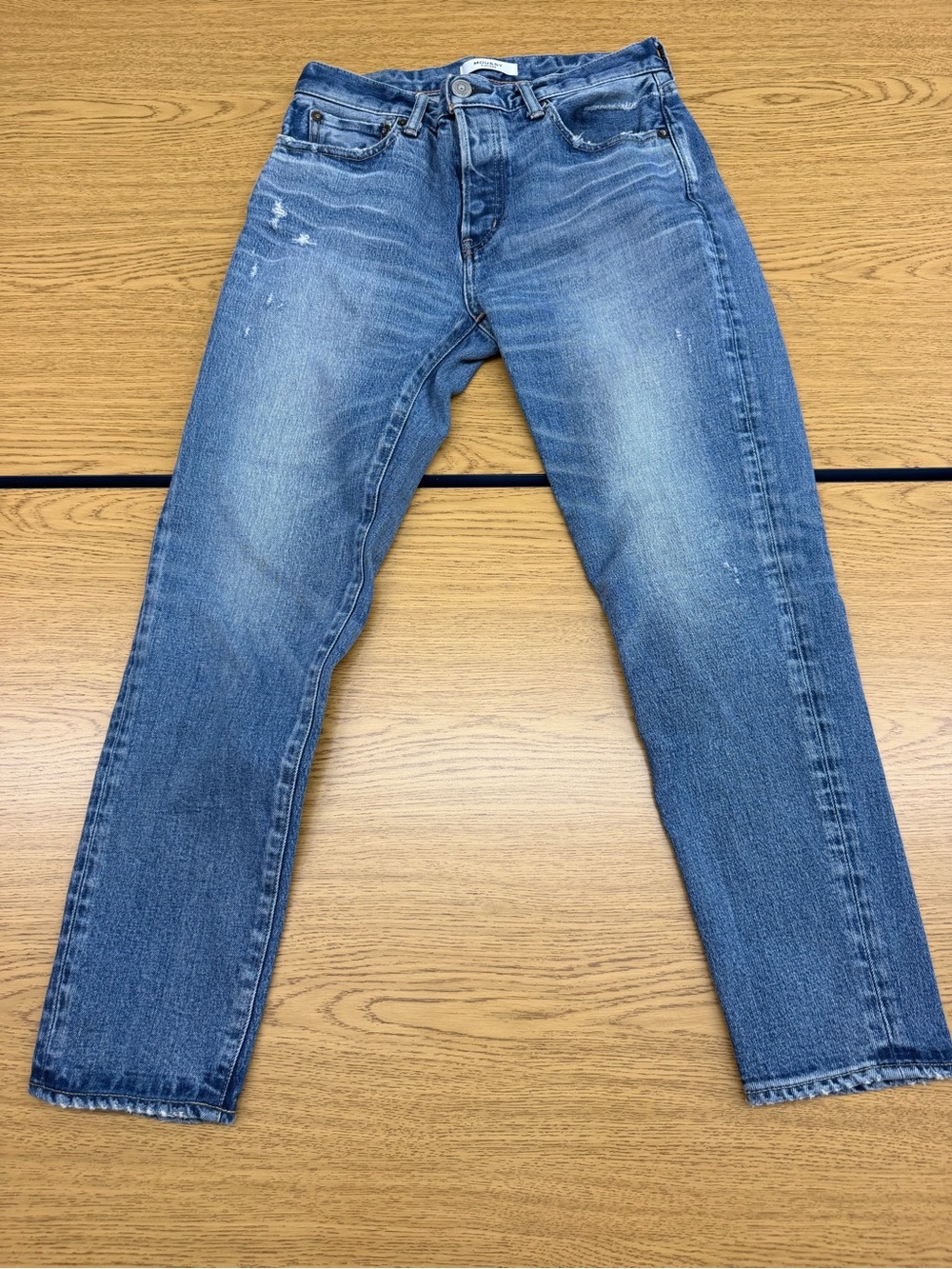 Moussy button fly Distressed Light Blue Slim Straight Jeans